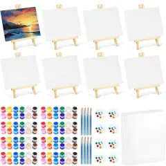 Art Canvas Painting Kit with Brushes & Paint Trays for Kids
