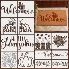 14 Pieces Fall Pumpkin Stencils for Doormat Painting Hello Pumpkin Welcome