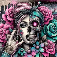 5D Skull Flower Diamond Painting Kits - 13.7x13.7 Inch