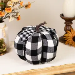 Northlight Buffalo Plaid Fall Harvest Pumpkin - 7" - Black and White
