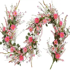 5.9ft Spring/Summer Flower Garland, Artificial Daisies Wildflower Leaves Garland
