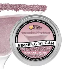 Brew Glitter - Rose Gold Pearl Rimming Sugar (4oz, 1x Bar Tin) Cocktail Garnish for Mixed Drinks & Refreshments
