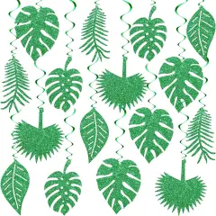 32 Pcs Hawaiian Luau Party Palm Leaves Swirl Party Decorations