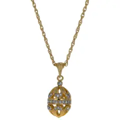 57-Crystal Royal Egg Necklace in Brass, 20 Inches