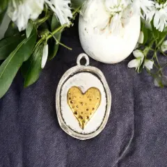 *10* 23x19mm 2 Tone Silver/Gold Heart Charms