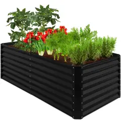 Best Choice Products 6x3x2ft Outdoor Metal Raised Garden Bed, Planter Box for Vegetables, Flowers, Herbs Black