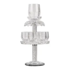 Crystal Fountain Cup Set with Crushed Gemstones Silver