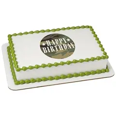 Camouflage Birthday PhotoCake&reg; Edible Cake Topper Icing Image for 1/4 Sheet cake or larger