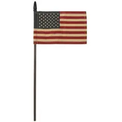 14" High Teastained USA Fabric Flag on Wood Stick Pick Ideal Decoration for Patriotic Celebrations