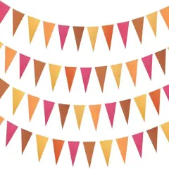 Fall Bunting Banner Triangle Flag Fabric Cotton Pennant Garland- 40 Ft