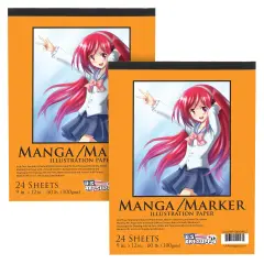 9&rsquo; x 12" Premium Manga Marker Paper Pad (2 Pack, 48 Sheets Total) - 60lb (100gsm) Drawing Sketchbook for Alcohol & Acrylic Paint Markers