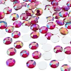 John Bead 8mm (SS39) Round Acrylic Flat Back Rhinestones, 1000pcs Fuchsia AB
