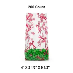 4&rdquo; x 2 1/2&rdquo; x 9 1/2&rdquo; Christmas Cello Bags for Candy and Gifts