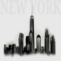New York Skyline Drawing Edible Cake Image Topper 1/4 Sheet
