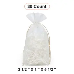 Flat Bottom Organza Bags 3 1/2''x 1''x 5 1/2'' for Wedding Favors Ivory