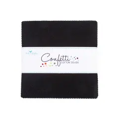 Confetti Cotton 5" Square Pack (Charm Pack / 5" Stacker) in Pitch Black byfor Riley Blake (5-120-PITCHBLACK-42)