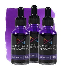 Artfinity Liquid Watercolor Paint 30 ml Bottle - 3 Pack, Blue Violet - Vibrant Dye-Based Liquid Watercolor w/ Glass Pipette, Fast-Drying, Fine Art Paint for Calligraphy, Airbrushing & Traditional Art