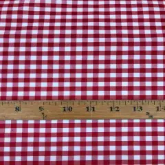 1 Yard Burgundy 1/4&Prime; Gingham Checkered Poly Cotton Fabric 58/59 Inch Wide Lightweight Sewing & Decor Material