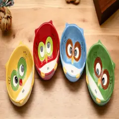 Ceramic Set Of 4 Owl Bowls, Home D&eacute;cor, Gift for Her, Gift for Mom, Kitchen D&eacute;cor, Birdwatcher Gift