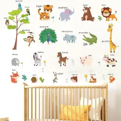 Large Animals Learning Educational Wall Stickers Kids