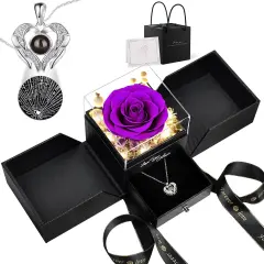 Gifts for Women Preserved Rose with Necklace