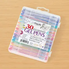 Collections Etc Colorful Gel Pens with Travel Case - Set of 30