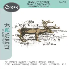 Sizzix Clear Stamp With Framlits Die By 49 And Market-Reindeer Mix Cluster