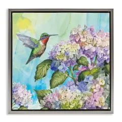 Stupell Industries Hummingbird & Hydrangeas Floating Frame, design by Tim Coffey