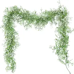 2Pcs 5.6Ft Artificial Greenery Garland (White, Hanging Garland)