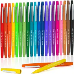 20 Colors Felt Tip Pens, Medium Point Assorted Colors Markers Pens For Journaling, Writing, Note Taking, Planner Coloring, Perfect for Art Office and School Supplies