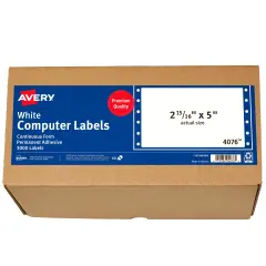Avery White Computer Labels, 2-15/16" x 5", Dot Matrix Labels and Pin-Feed Labels, 3,000 Total (4076)