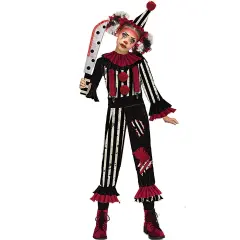 Child Big Top Terror Costume, Scary Evil Clown Halloween Outfit for Girls