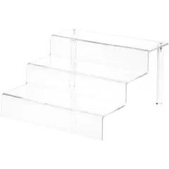 Plymor Clear Acrylic 3-Step Display Stairs, 6.375" H x 12" W x 12.625" D