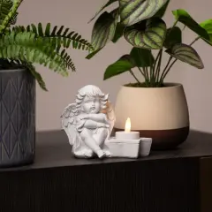 Northlight Cherub Angels Flameless Tealight Candle Holders - 5.5" - Set of 4 White