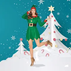 Northlight Women's Red and Green 2-Piece Elf Costume- Size Small