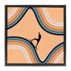 Stupell Industries Retro Surfer Riding Wave Floating Frame, design by Ashley Singleton