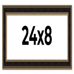 Panoramic Ornate Brown Picture Frame - UV Acrylic, Foam Board Backing, Hanging Hardware