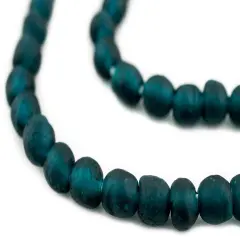 The Bead Chest Alpine Teal Recycled Glass Beads 9mm Ghana African Sea Glass Green Round Large Hole 24 Inch Strand Handmade Fair Trade