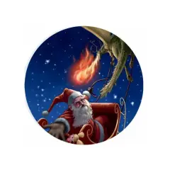 Christmas Dragon Ceramic Car Coaster Set 2.56" (2 Pack)