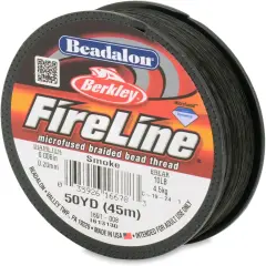 Beadalon FireLine Beading Thread by Berkley, 0.008", Break Strength 10 lb, Smoke, 50 yd
