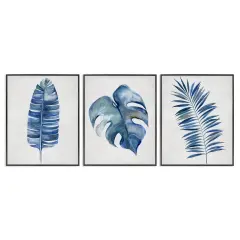 Stupell Industries Vintage Tropical Leaves 3pc Framed Giclee Wall Art Set Design by Hannah Dawson