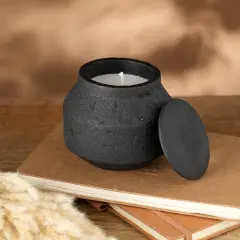 Black Ecomix Wax Fill Fragrance Jar Candle With Wooden Lid