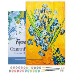 Figured'Art Paint by Numbers for Adults with Frame Van Gogh Irises 16"x20" - Craft Art Painting DIY Kit Canvas Already Stretched on a Wooden Frame