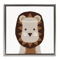 Stupell Industries Neutral Tone Lion Floater Framed Canvas Wall Art Design by Daniela Santiago
