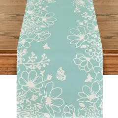 Bloom Flowers & Butterfly Table Runner &ndash; Seasonal Spring & Holiday D&eacute;cor for Dining & Kitchen Blue