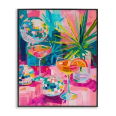 Stupell Industries Dazzling Disco Cocktails Framed Giclee Wall Art Design by LSR Design Studio