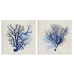 Stupell Industries Blue Coral Branches 2pc Canvas Wall Art Set Design by Susan Arnot