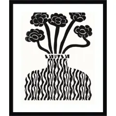 Vase and Flowers 03 by Roseanne Kenny Wood Framed Wall Art Print