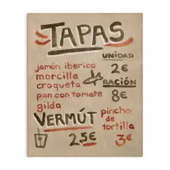Stupell Industries Spanish Tapas Menu Canvas Wall Art Design by June Erica Vess 