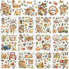 12 Sheets Fall Thanksgiving Rub on Transfers for Crafts